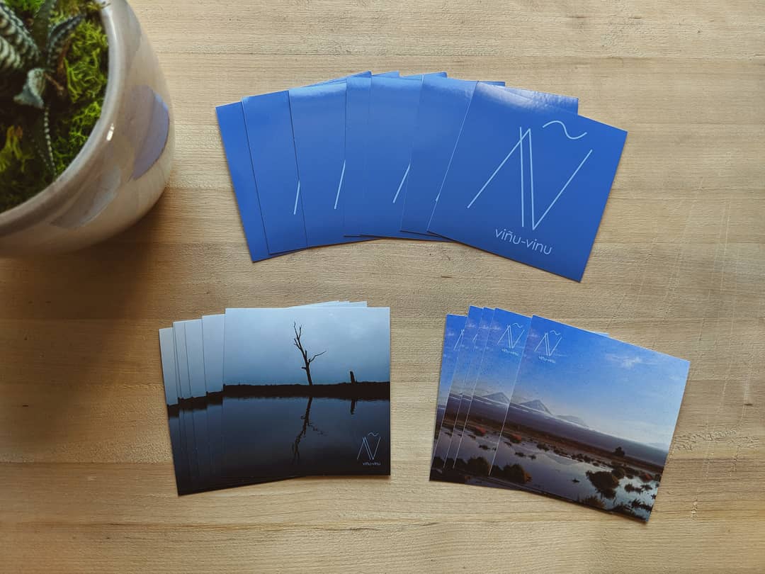 _vinuvinu's tweet photo. Introducing the viñu-vinu logo. My talented and lovely sister Isabel Vinuela made it. Also made some stickers with the new logo and the last 2 albums artwork. @stickerism printed the stickers and they simply look amazing! 
#stickers #madeinmontreal #montrealartist #graphicdesign https://t.co/MLg5eKehN1