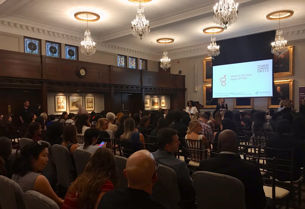 ClrMobile's tweet photo. We’re at tonight’s Women in Tech event for #CanadaFinTechWeek! Looking forward to tonight’s keynote speakers and panel featuring @Genesys, @CanadianTire, @cibc and @Crowdmark #WomeninTech @DFInstitute https://t.co/IdfeWy2LJA