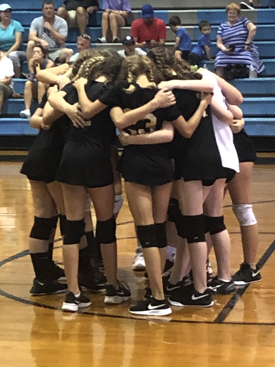 ECMS girls volleyball team took the first set.  Ready to cheer them on for the second set!  <a href="/ECMSPride/">ECMS Indians</a>