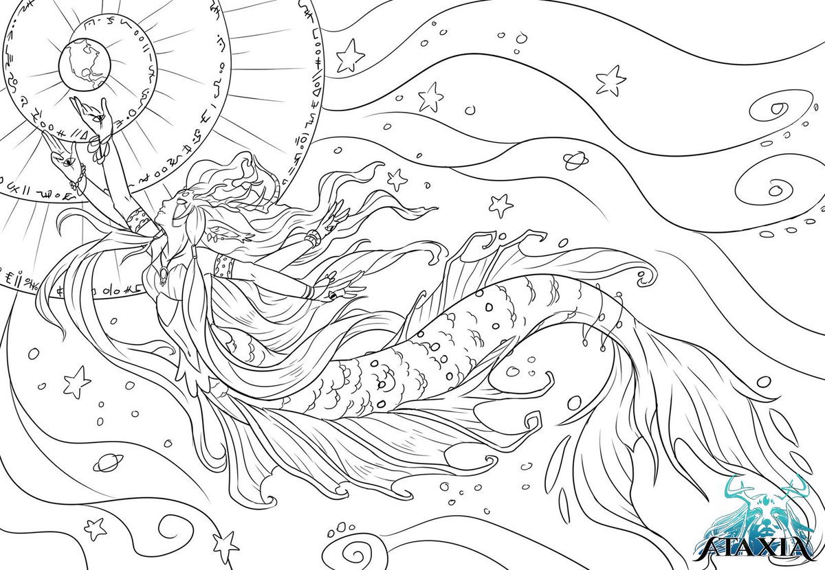 AtaxiaGame's tweet photo. An update from @lSpyxl  from #mermay  We showed you the lines but witness the truly remarkable colored piece. Aurora looks pretty great as a sea goddess. 
#ArtistOnTwitter #indiegames https://t.co/Bfa5L0TgLd