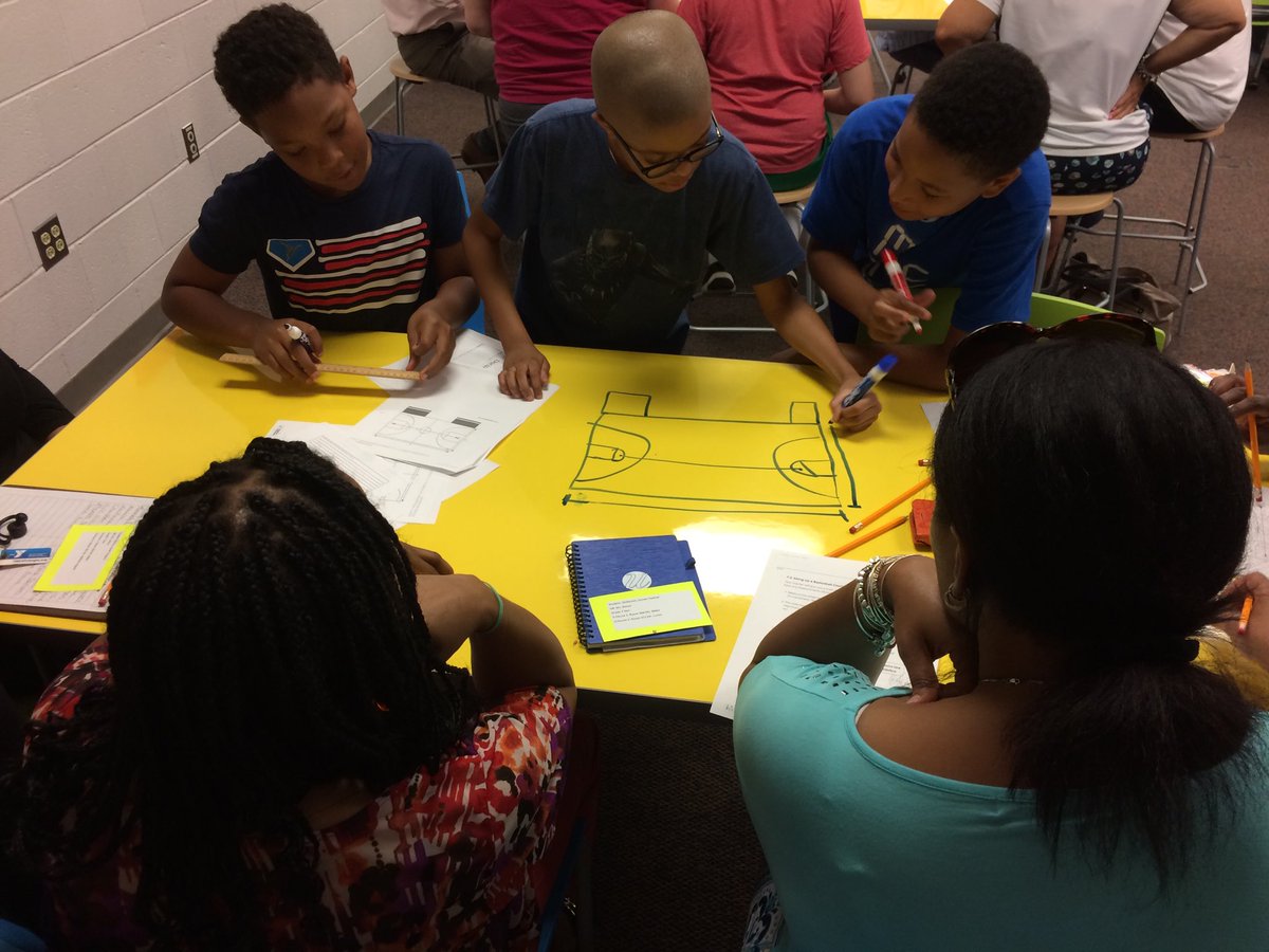 ms_gaudet's tweet photo. Students leading families in a lesson about a scale drawing of a basketball court.  ⁦@CCMMSRedwolves⁩ #thebuzzistangible https://t.co/LHbyf5kod8