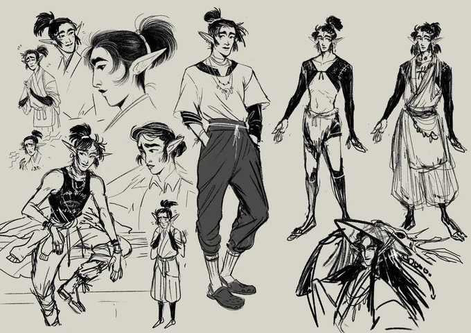 Oh I collated some more sketches of my dnd boy Kamil while I'm at it ?? 