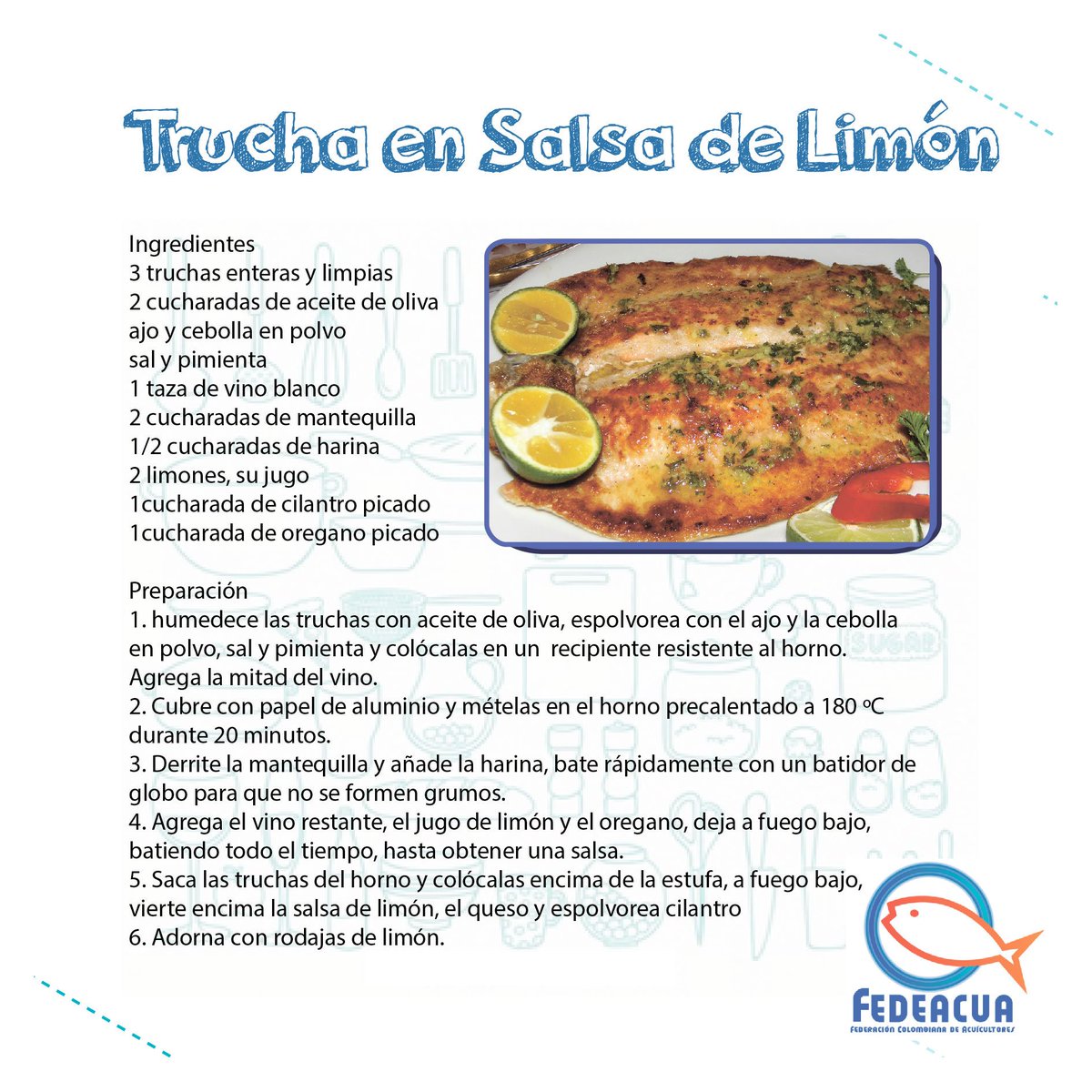 fedeacuacol's tweet photo. Sorprenda a su familia con esta receta de Trucha en salsa de limón. @fedeacuacol https://t.co/EER2XZEQmO