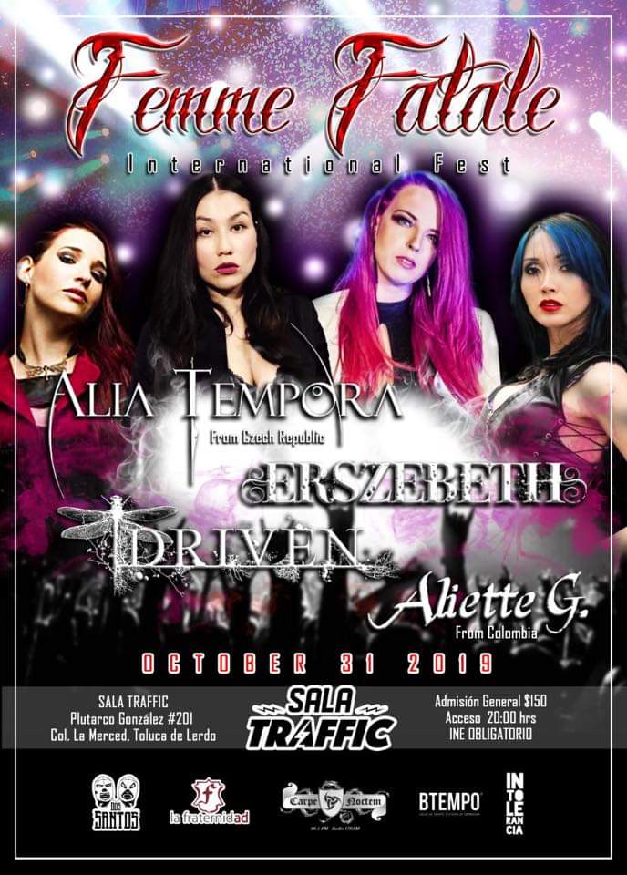 drivenoficial's tweet image. TOLUCA se suma al #FemmeFataleInternationalFest nos vemos por allá el jueves 31 de octubre en @sala_traffic
Tocaremos con:
@aliatemporaofficial @erszebethmex y @aliette_g
A compartir la info, queremos verlos a todos ahí.

#dragonflies #metal #caos #musica #music #rock