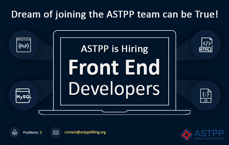 Want to join ASTPP team? 
It's the right time. ASTPP is hiring Frontend developers.
Send CV at contact@astppbilling.org

#FrontendDevelopment #Frontend #Developmentjobs #jobsinindia #jobsinAhmedabad #PHP #JavaScript #MySQL #HTML #ITjobs #developer #AhmedabadITjobs #Recruitment