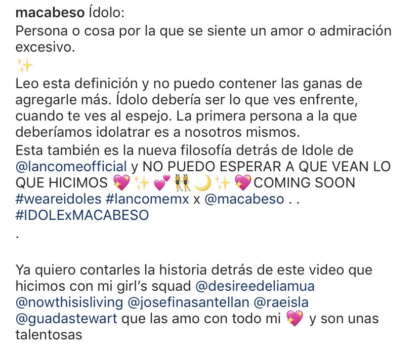 JTranslated's tweet photo. 📢 TRANSLATION 
Maca’s caption on Instagram

#MacaBeso #BarbaraLopezTrendy #SantiagoAchagaTrendy #KCAMexico https://t.co/HW3lPB13Us