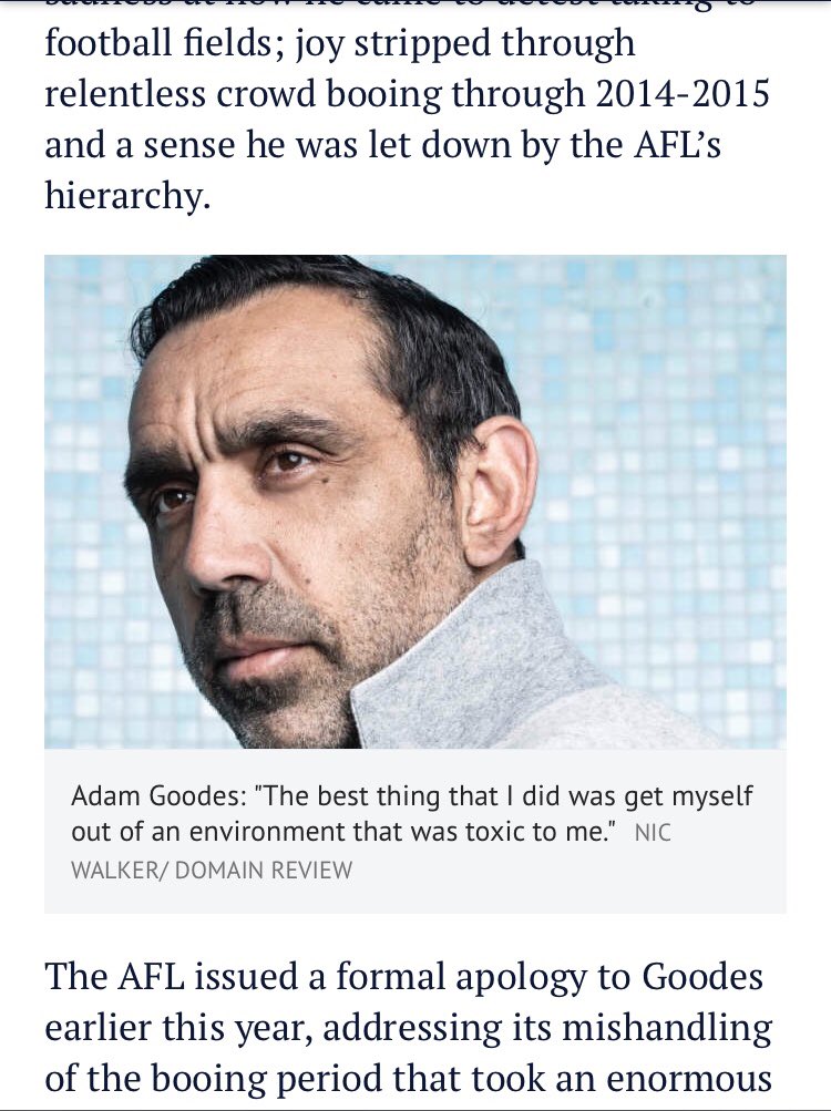 SamJaneLane's tweet photo. ‘My love for the game died inside of me’: Adam Goodes moves on.

Part one 📕: https://t.co/9i6AvCvAbj

Full interview in Saturday’s @smh @theage #Spectrum 
#Film #AFL #Sport #Australia https://t.co/k1rdhbbv0T