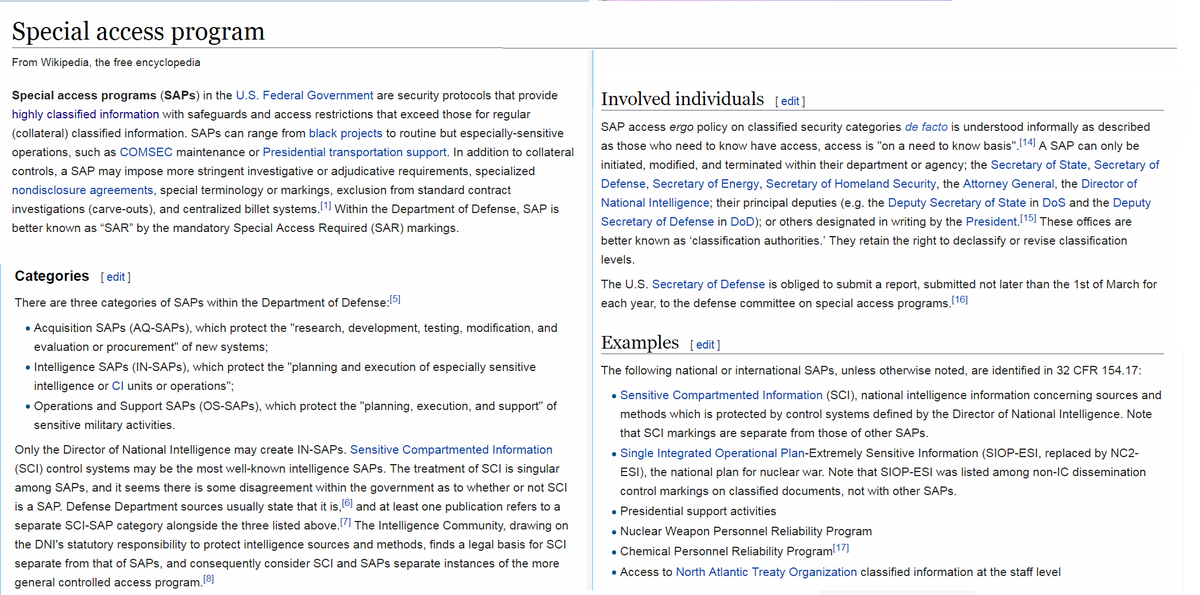 prayingmedic's tweet image. 22) Information on Special Access Programs. 

en.wikipedia.org/wiki/Special_a…