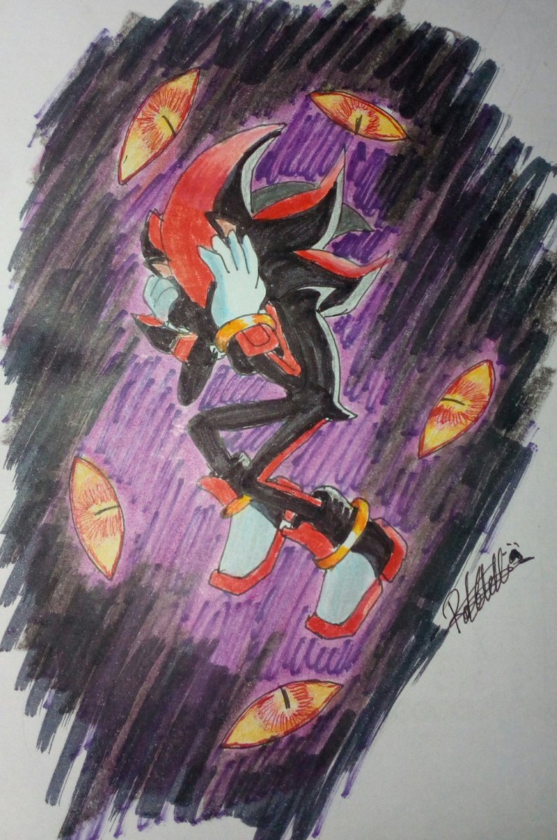 xz_rafatello's tweet image. #shadowweek2019"Alright, I know I'm way too late but I wanna participate, I dont know if I'm gonna be accepted but I'll give it a try so... Day 1 (I imagined the eyes of BlackDoom lurking Shadow)