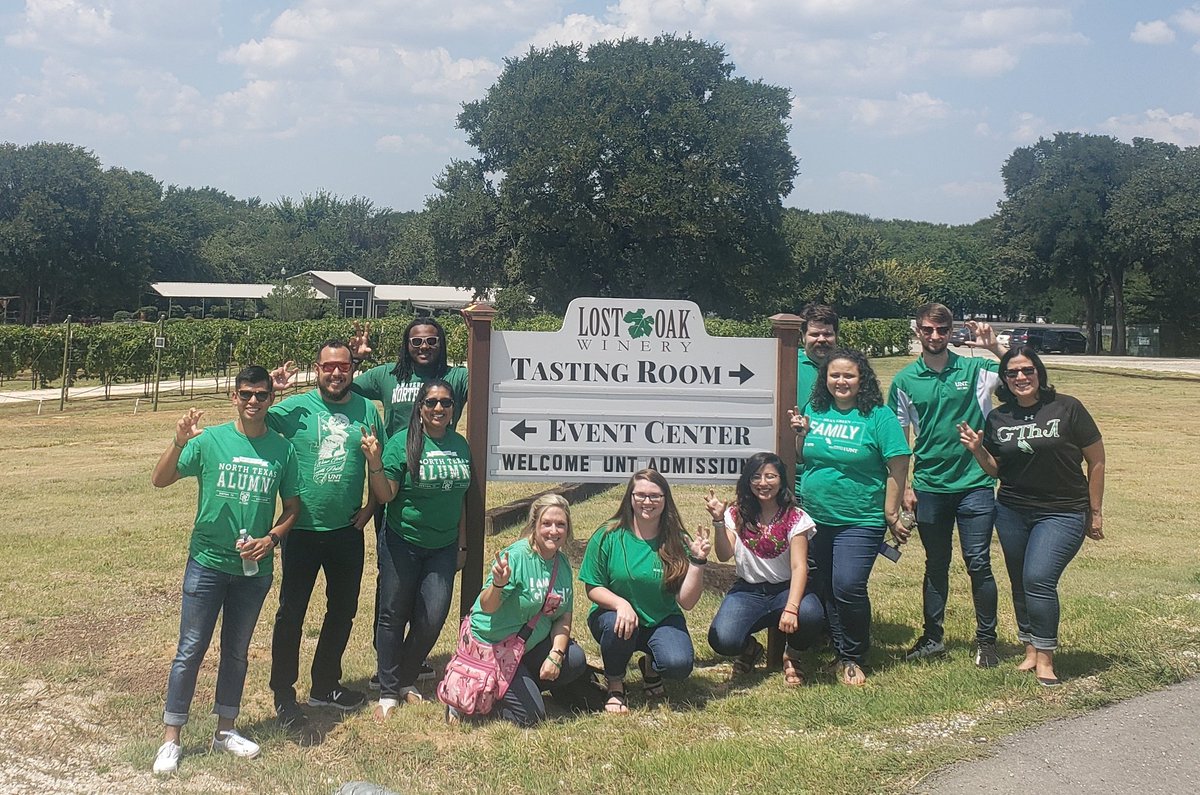 UNTadmissions's tweet photo. The Freshman Recruitment Team had an EXCELLENT retreat today at @lostoakwinery!

The event center provided us with great views while we brainstormed ideas, talked about plans for the upcoming year and even a mini awards assembly!

#UNT24 get ready, we're headed your way!

#IAmUNT https://t.co/qArGEJMF29