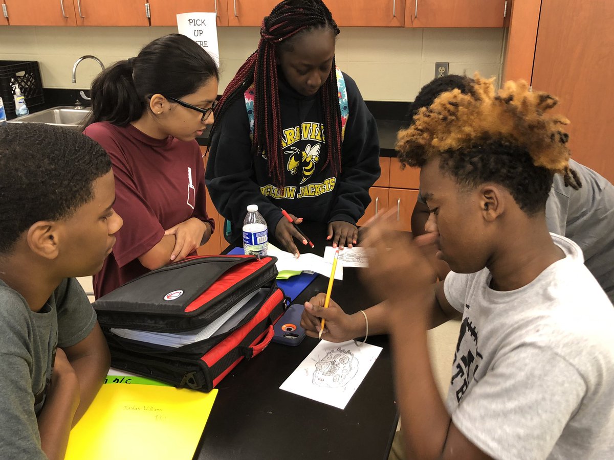 AmsCalloway's tweet photo. Table talk cell organelle review to kick off chromosomes, dna and our inherited traits unit. Friendly competition, fun to watch kids teach others what they remember. Finding our passion and reaching our potential. #tweetcher @StarkvilleSD https://t.co/fkeMQfMpOs
