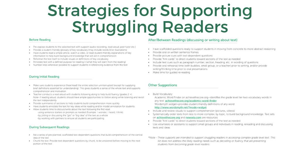 As you prepare to head back to school, review this blog post and its attached printable guidance document with strategies on how to support struggling readers: bit.ly/2pmXkzo  #coreadvocates #engchat #elemchat