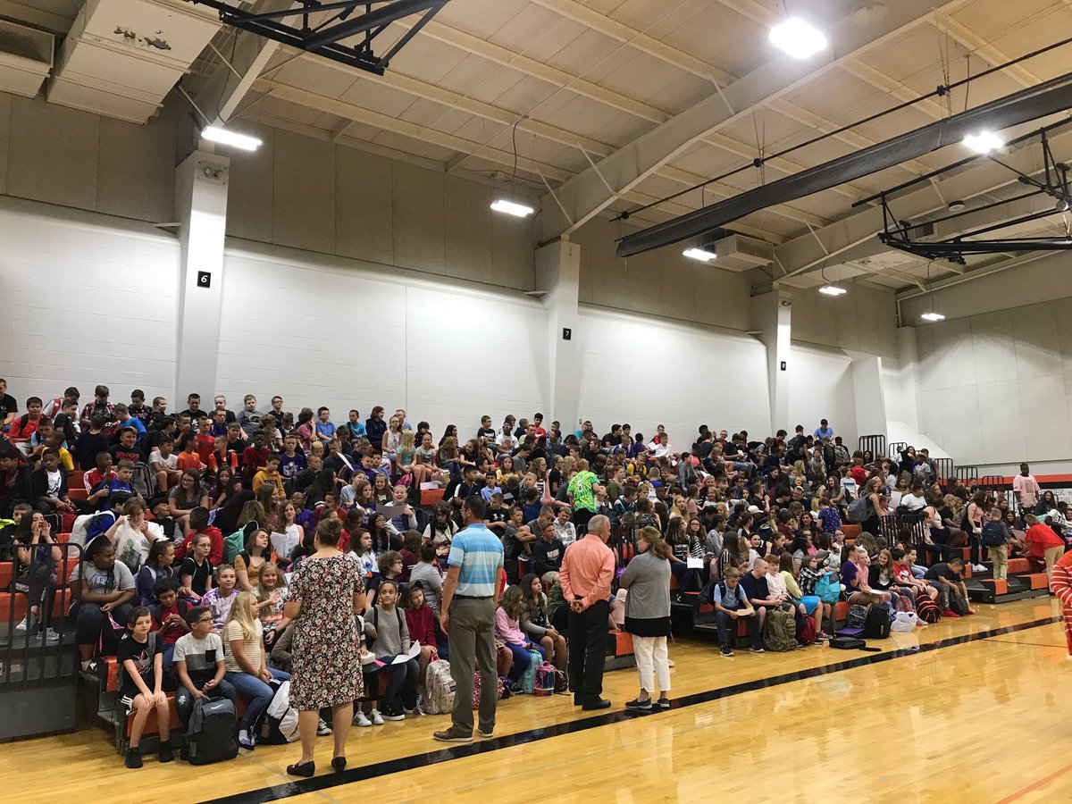 teachermrbrown's tweet photo. First Day Assembly &amp; a FULL House!! https://t.co/csAafShEzO