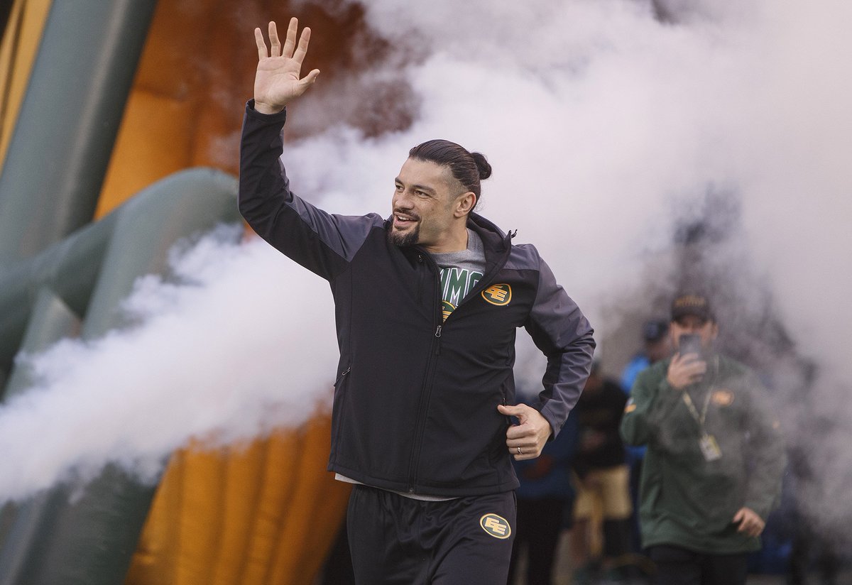 GoElks's tweet photo. As a #ThrowbackThursday to when @WWERomanReigns was at our game, we have some tickets to the Sept 21 @WWE live event in Edmonton up for grabs!

Share this post to win! 

And don't forget to be here on Aug 23 for a big west division matchup!

🎟️: https://t.co/9waRWy6fIn https://t.co/Vs9Tg8X65X