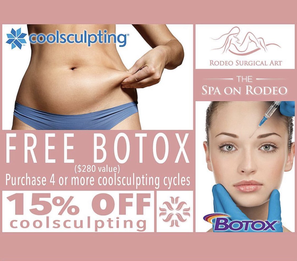 TheSpaonRodeo's tweet photo. FREE BOTOX!!! ($280 Value) When You Purchase 4+ @CoolSculpting Cycles PLUS 15% OFF #CoolSculpting #Botox #FreezeTheFat #Spa #RodeoLive #BeverlyHills #LosAngeles #WestHollywood https://t.co/LDTZUA1Rli