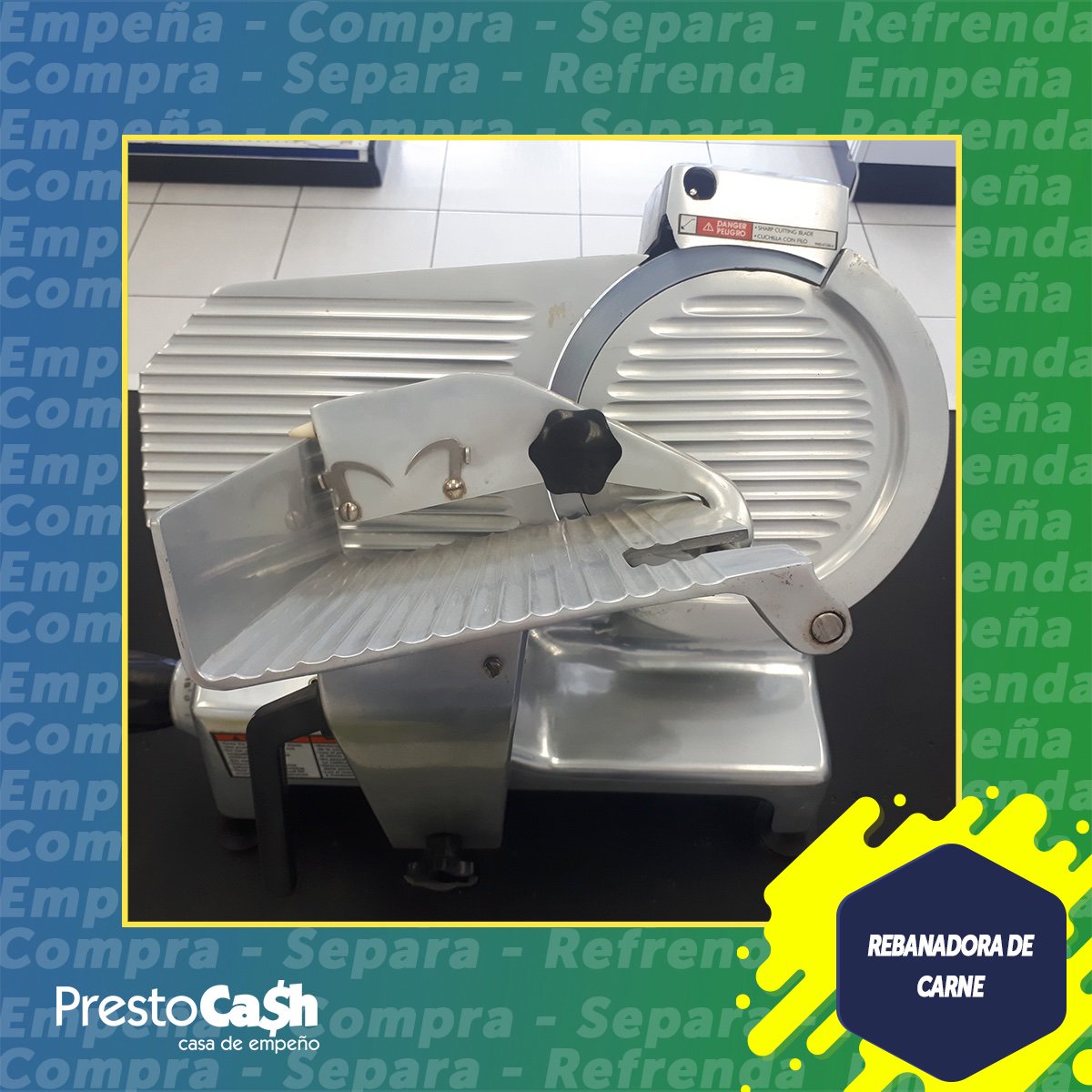 Presto_Cash's tweet photo. #SanCristóbal 🏷#Rebanadora de #carne marca #torrey, cuchilla de 30 cm de diámetro que realiza cortes de 0 a 12mm, corte por gravedad gracias a su colocación a 45° evitando que el usuario haga fuerza contra el producto. #empeño #separo #refrendo #cash #venta #ventas #bazar https://t.co/nSKxOnFhuB