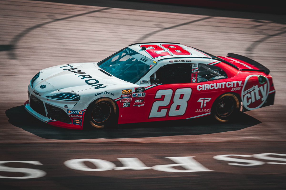 H2MRacing's tweet photo. Excited to be back at the track. We have a lot of work to do before qualifying but we are ready. Our @TamronUSA @CircuitCity @ToyotaRacing Supra will return to the track tomorrow for qualifying at 4:05 #NASCAR #NXS #FOODCITY300 https://t.co/N0SaYSUPDF