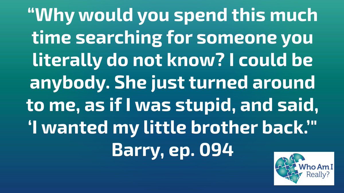 WAIReally's tweet photo. Ep 094 - Why Would You Spend This Much Time Searching?: Barry’s sister found him after a multi-year exhaustive search. She had been adopted when they were separated, and always remembered him. @Lazysod #Adoption #WAIReally https://t.co/vg3dYWpzxn