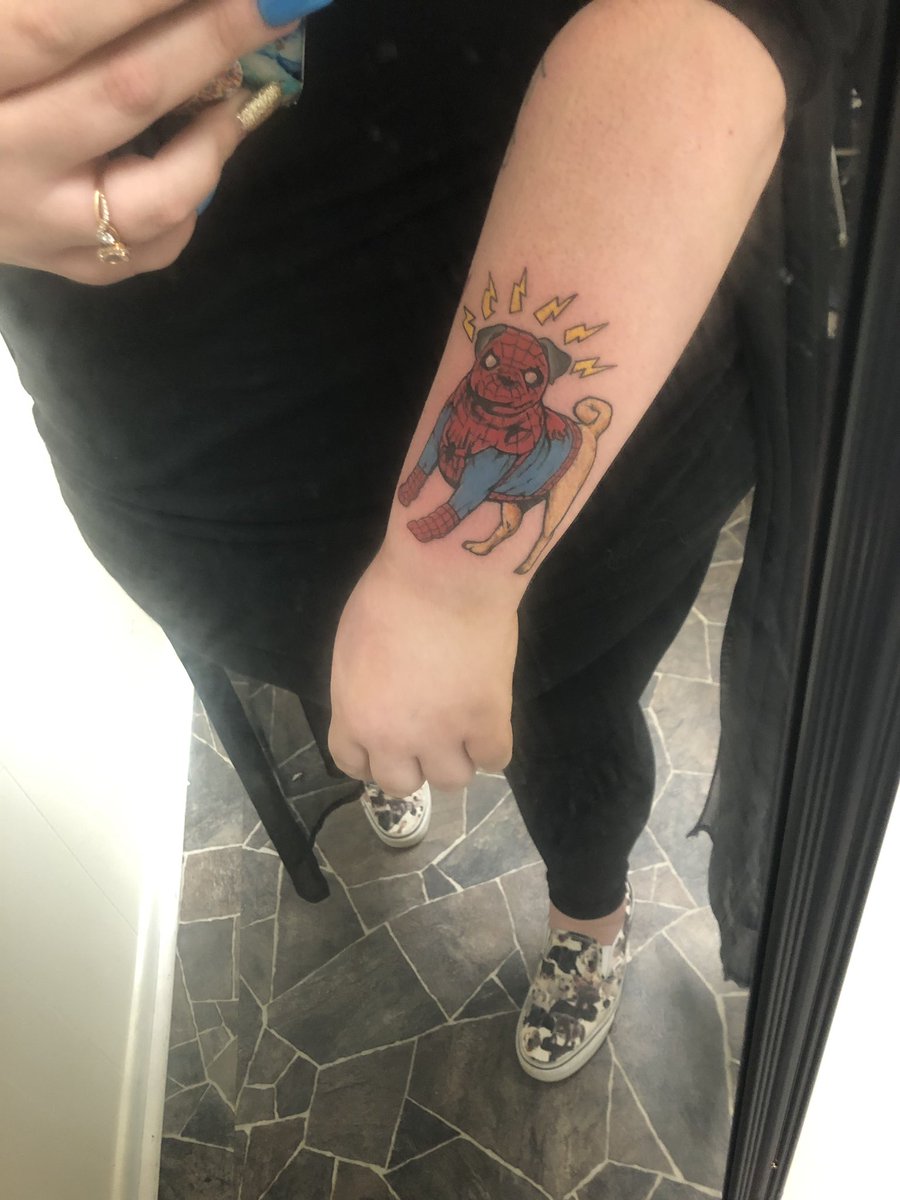 I did another thing #tattoo #spiderman #spiderpug?