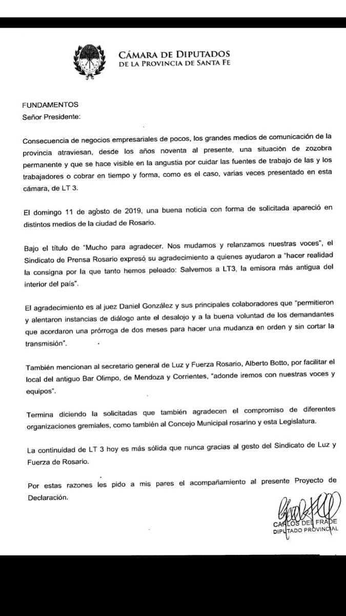 dhfiori's tweet photo. "Mucho para agradecer. Nos mudamos y relanzamos nuestras voces", el @spr_prensa expresó su agradecimiento a quienes ayudaron a "hacer realidad
la consigna por la que tanto hemos peleado": #SalvemosLT3. Va un fuerte abrazo a los amigos y compas de la querida @lt3am680 https://t.co/9YHbxMVgO1