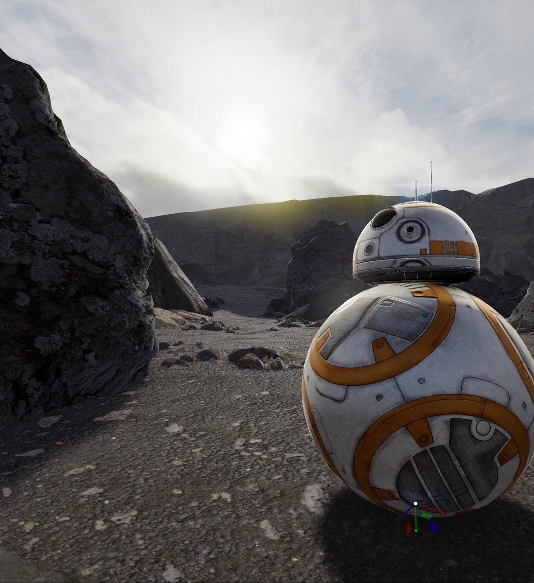 sneakyengine14's tweet photo. Sneak peek of a scene I've been working on!
The lighting on BB8 has turned out pretty well I think. 

I recorded some footage of gameplay on my phone, I will post it soon...

#indiedev #indiegames #IndieGameDev #MobileGame #mobile #Photogrammetry https://t.co/wYocbTUqRJ