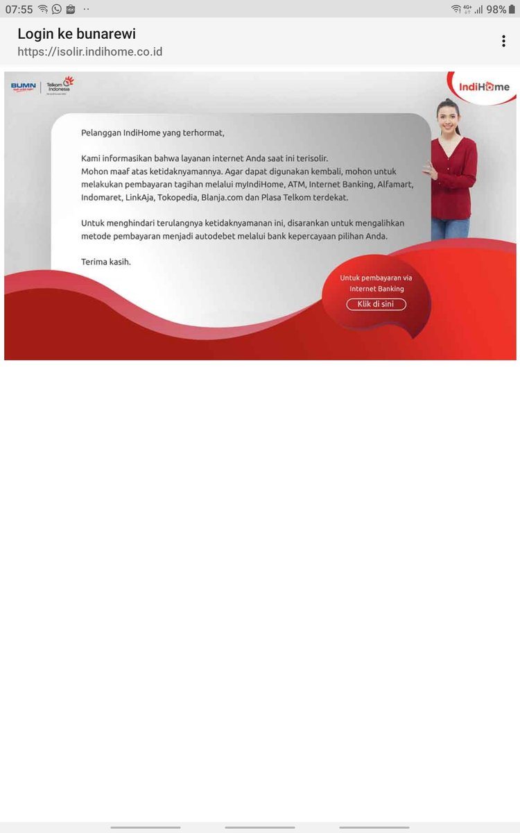 lonelinebm's tweet photo. @TelkomCare min indihome masi error ni pdhl sudah dilakukan pembayaran dr kmarin, no id pel 02122636278 https://t.co/KzTX02lgF1
