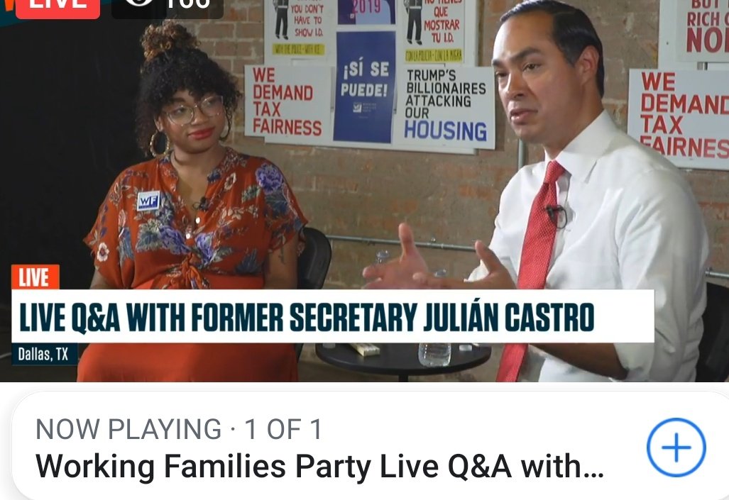 CandiceQuarles's tweet photo. "States and localities should have rental control." -@JulianCastro 🙌🏾Live Q & A with @WorkingFamilies @TXWFP #SupportWorkingPeople @NelStamp https://t.co/5DXNEXyk7F