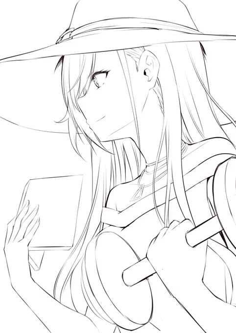 誕生日だからちょっと夏葉さん描こうと線画までやったけど終わる気がしない… 