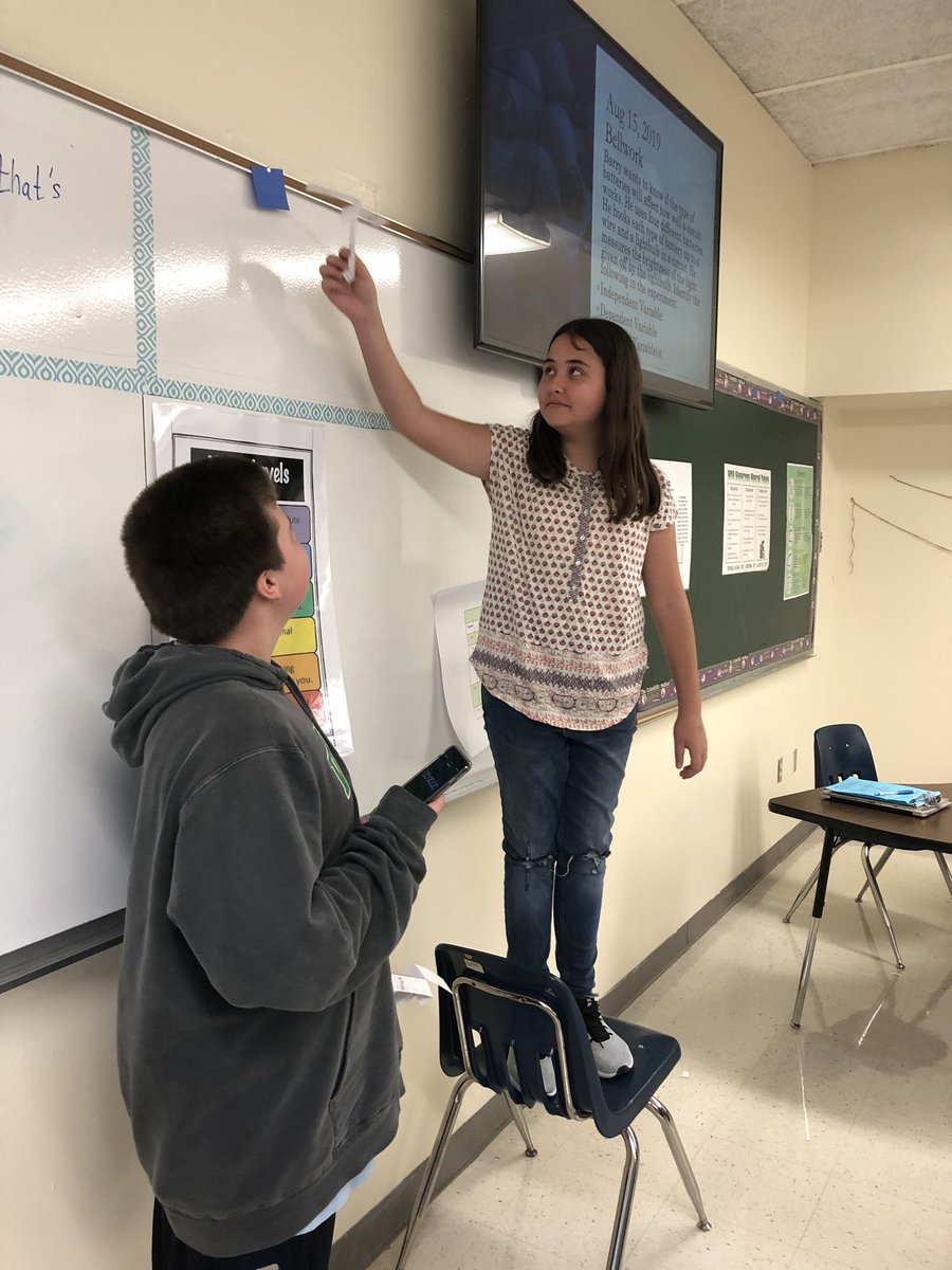 MsFoxGMS's tweet photo. Testing hypotheses...discussing trials...collecting data...forming conclusions. These 6th grade scientists are AMAZING!  @GMSBucs #pascodoingscience #paperhelicopters https://t.co/1QRQb6Bww2