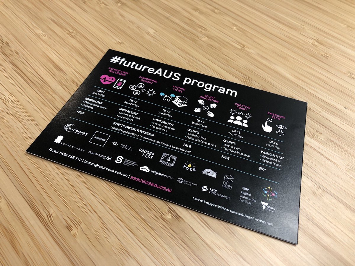 YBFVentures's tweet photo. Thrilled to be a community partner for #futureAUS which is happening in Torquay on Sept 1-6.

Find out more: https://t.co/067KyLIE9X https://t.co/GRvQow5JBq