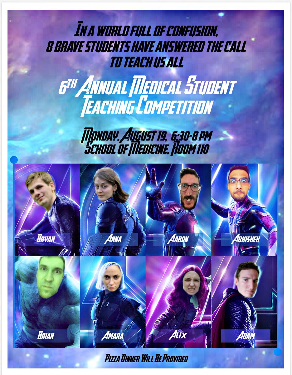 gradydoctor's tweet photo. The 6th Annual @EmoryMedicine Student Teaching Competition is THIS Monday! 8 superhero med students have 8 minutes to bring it #BSTMode styleโand bring it they DO! But only 1 can win!
Want to know more? Read our paper on it hereโand try it!
https://t.co/TsnJ4g9ppc
#EmoryMSTC https://t.co/ZTEEY53n6a