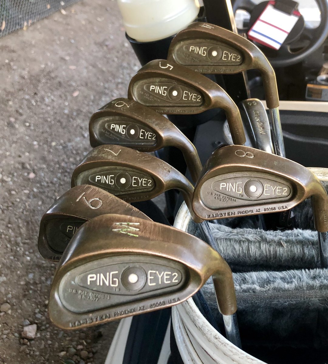 phil_hellmuth's tweet image. Hidden treasure! Like the 1993 Gianni Versace shirt (below), that went up in value 5X (worth over $11,000), my Ping Eye 2 “Square Groove” Clubs, made out of Copper Beryllium, are worth $4,000 now!Bought in 1988: still easy to hit. Buy great quality, and you never know #POSITIVITY