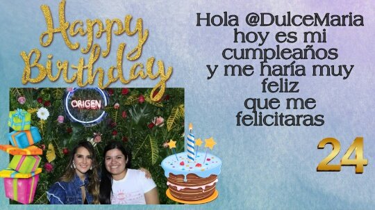 Naty95lr's tweet photo. @DulceMaria oye Dul, me podrias felicitar por favor 🙏🙏🙏 ayer fue mi cumpleaños numero 24, por fa Dul, me podrias felicitar https://t.co/zhPzROiIqf