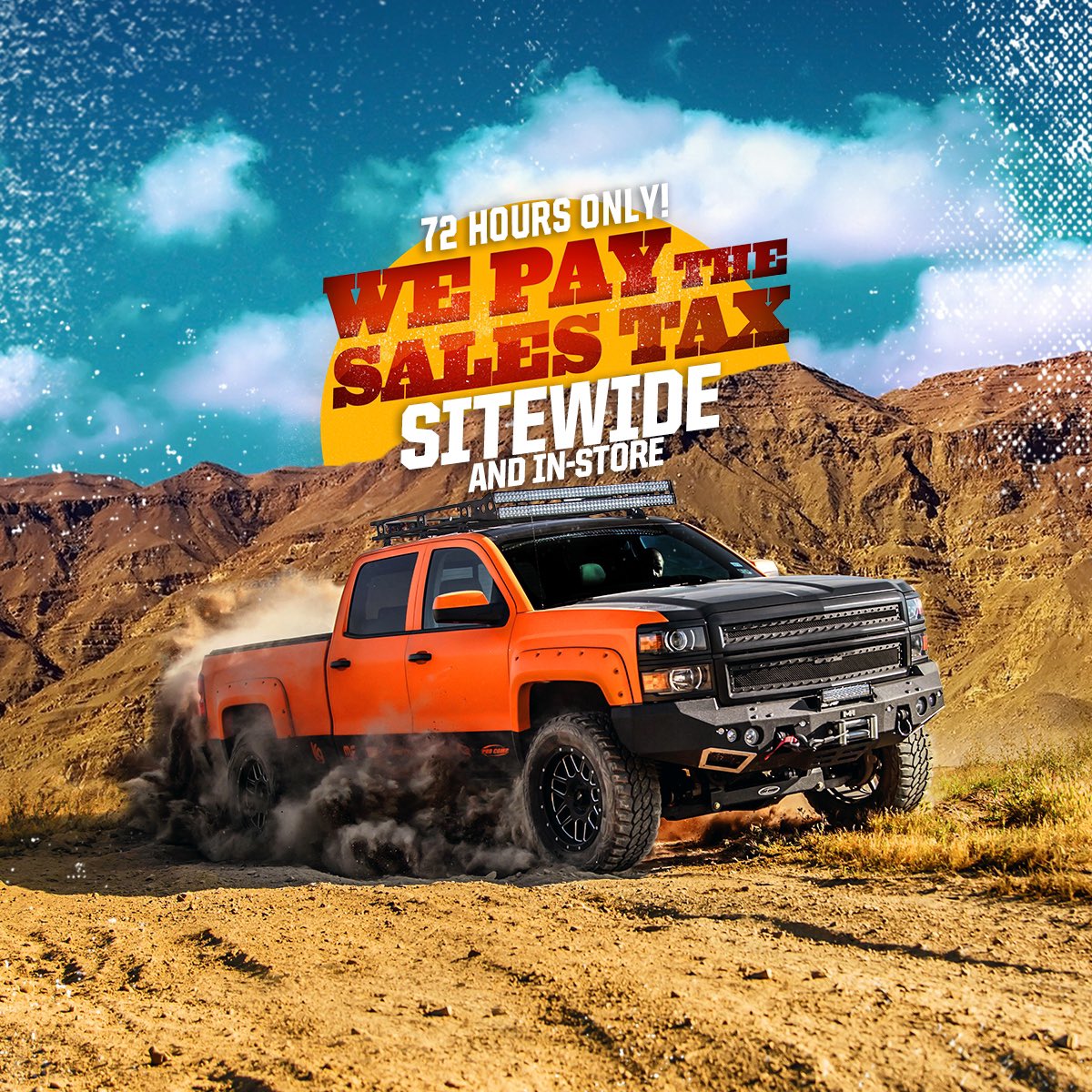 We Pay The Sales Tax All Weekend Long! The Hottest Deals of the Summer are at #4WP! Call us at (877) 474-4821 Buy Online and Pick Up In-Store! #4WPEndlessSummer 4wheelparts.com *Offer valid from 8/16 - 8/18.