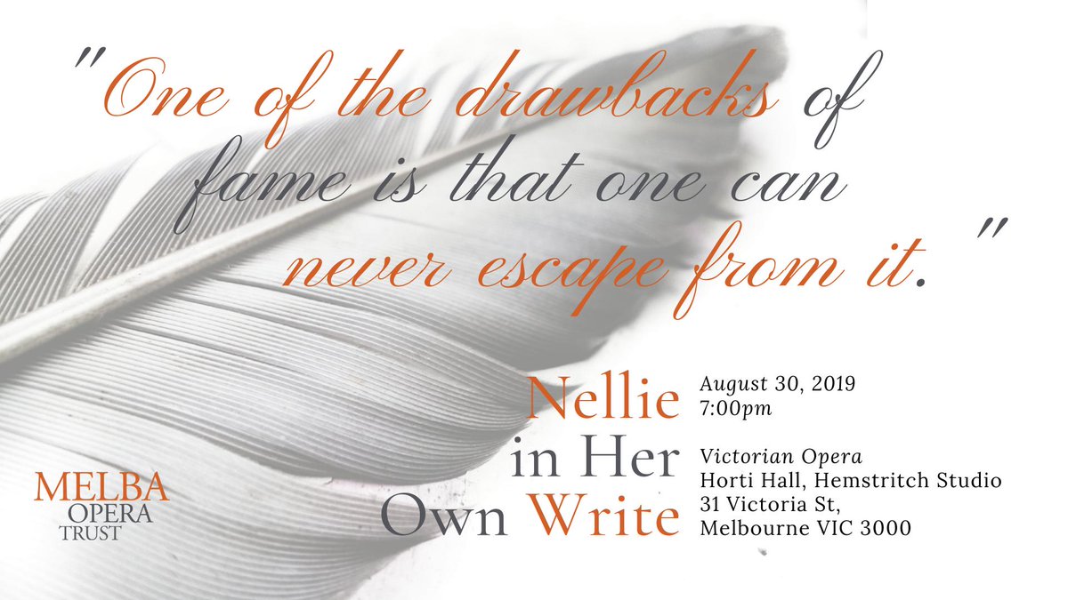 Melba Opera Trust (@melbaoperatrust) on Twitter photo Tickets are selling fast for Nellie in Her Own Write at <a href="/VictorianOpera/">Victorian Opera</a>
It would be a shame to miss the extraordinary stories of our Dame Nellie especially as every great Dame deserves a sell-out!
Tickets $29 from ow.ly/4iEF50vyQJV Tickets are selling fast for Nellie in Her Own Write at <a href="/VictorianOpera/">Victorian Opera</a>
It would be a shame to miss the extraordinary stories of our Dame Nellie especially as every great Dame deserves a sell-out!
Tickets $29 from ow.ly/4iEF50vyQJV