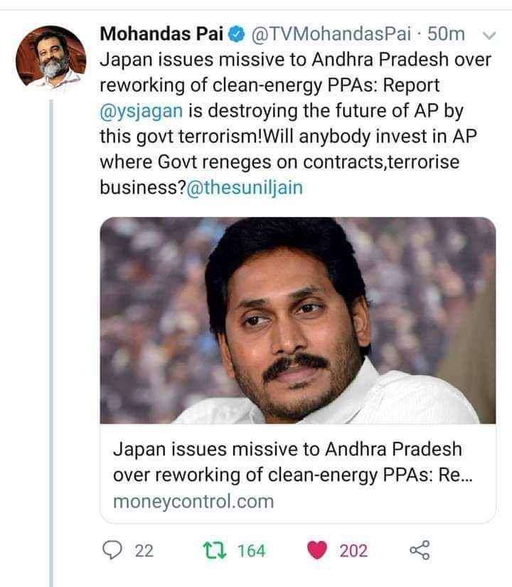 AbhiCho68478878's tweet image. ఒకప్పటి ఇన్ఫోసిస్ డైరెక్టర్, మణిపాల్ గ్లోబల్ ఎడ్యుకేషన్ చైర్మన్ శ్రీ టి వి మోహన్ దాస్ పాయ్ గారి వ్యాఖ్యలకు సమాధానం ఉందా ముఖ్యమంత్రి గారు?
#APintrouble