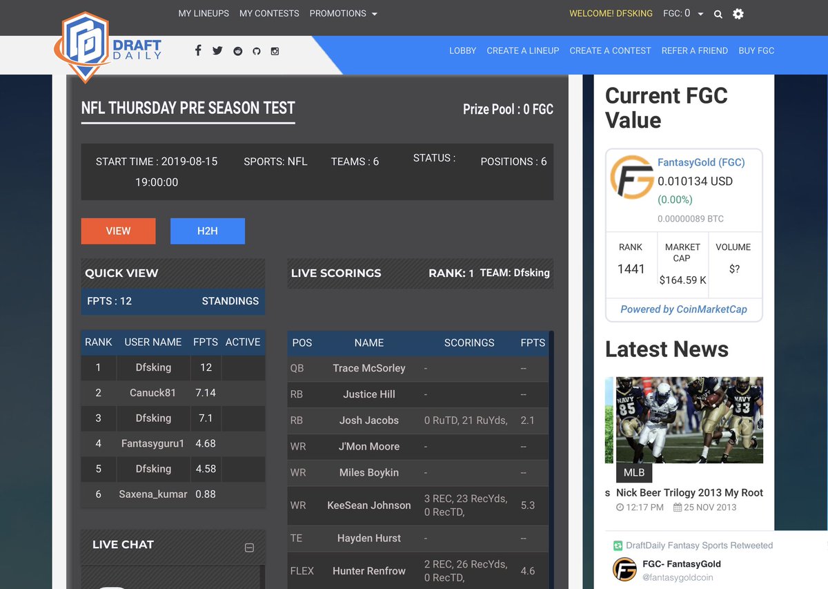 PlaysDfs's tweet photo. DraftDaily is looking great! We can’t wait to launch. #dfs #DraftDaily #NFL #FantasyFootball #DDDFS https://t.co/zkMQWlZWN6