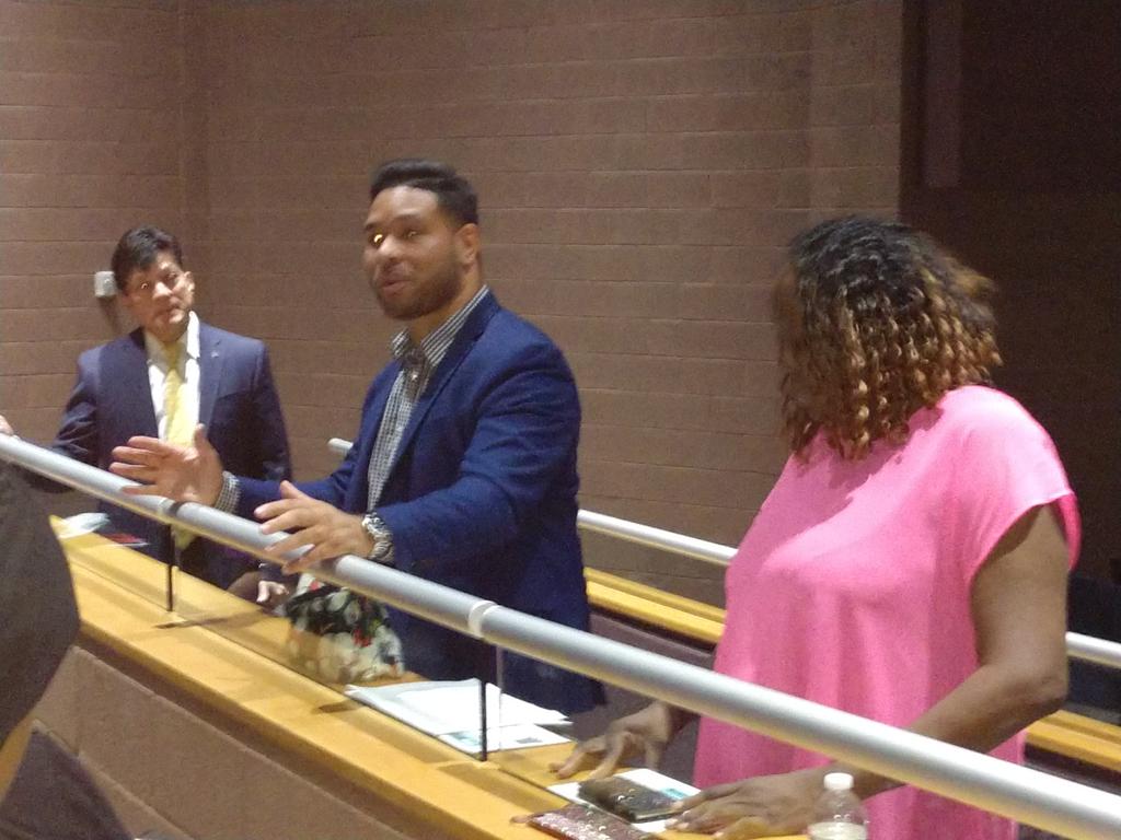 ClovesCCampbell's tweet photo. School Board members Berdetta Hodge, Devin Del Palacio and TUHSD Superintendent Kevin Mendivil at the ESSA Black Town Hall tonight in Phoenix!
#NNPAESSA
#BlackEdTownHall 
#ARIZInformant https://t.co/T4xQdR9Ydx