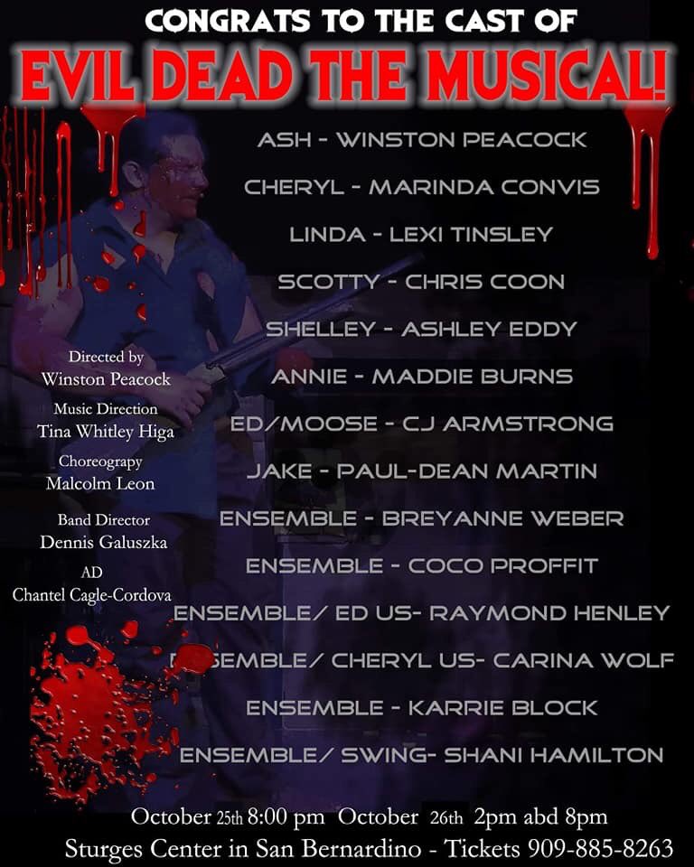 WKPeacock's tweet photo. @EvilDeadNews @GroovyBruce Hope you guys will come out to see this Epic show! The cast is crazy talented! Keep it Groovy! https://t.co/SqMoPoQVPZ