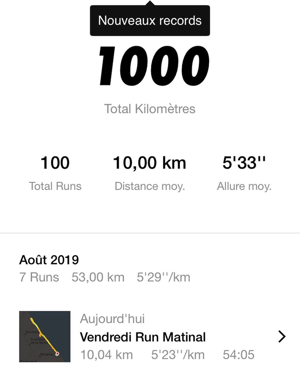 AdvisoDigital's tweet photo. Funny record today 🏃🏻‍♂️
1️⃣0️⃣0️⃣0️⃣KM ✅ #running
@nikerunning @nike #NRC
In 30 days Marathon 🥨 🍇#Colmar #homerun 😉 🔜 @marathon_colmar https://t.co/fzPcdJNRzo