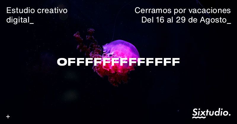 sixtudio's tweet photo. Nos vamos de vacaciones del 16 al 29 de Agosto_

Cerramos una intensa temporada llena de grandes proyectos, muy orgullosos de todo lo realizado y con muchas ganas de recargar fuerzas para volver al 150% 😜

¡Disfrutad del Verano!

—

#Verano2019
#ReleaseYourInnerBeast
#Sixtudio https://t.co/aXICRNOyGp