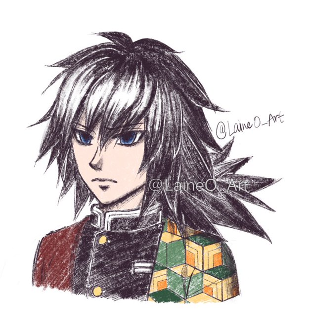 laine-oさんがTwitterに投稿した冨岡義勇(鬼滅の刃)のイラスト。