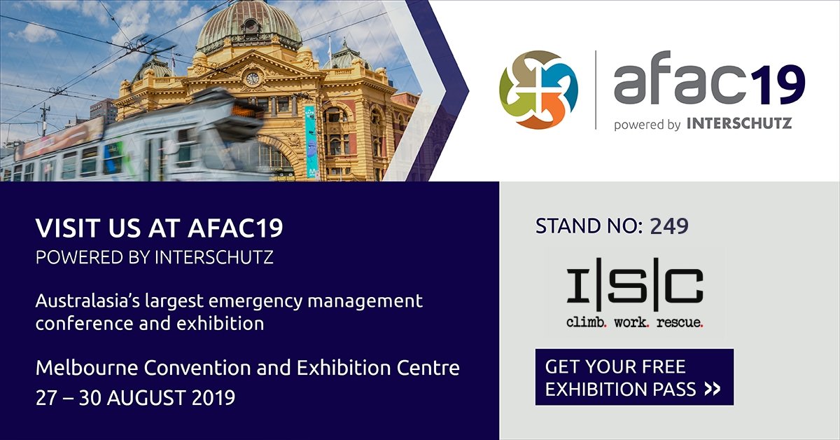 ISC_Wales's tweet photo. Iain (Australian Sales Manager) is out in Australia for the #AFAC19 Fire &amp; Rescue Show. If you're visiting the show, drop by stand 249 to see the latest range of D-Series Descenders, Auto-locking Pulley Kits and accessories.

https://t.co/VNpaOlOzrf https://t.co/WtX2MMy3YW