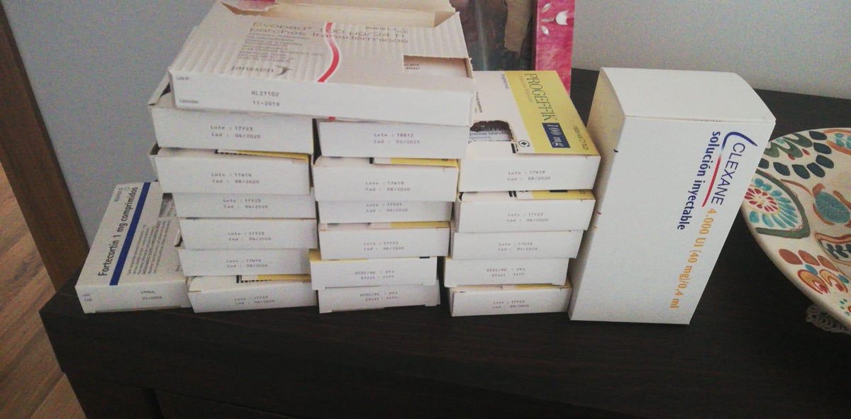 Me pasa esto una amiga para donar!  Se envía!
17 cajas de progeffik 100
6 sopres evopad 100 que caducan en noviembre
1 caja Fortecortin 1mg
10 jeringas clexane 40
1 caja prednisona 5mg
1 caja de prednisona 2.5mg