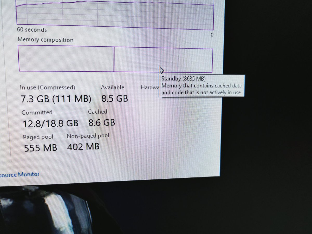 manbearpigs86's tweet photo. @NorthFaceHiker @GamezoneGAF Standby memory is full, leaving no space for free memory. This causes stuttering while gaming because Windows never flushes it. https://t.co/VD4BWly5fQ