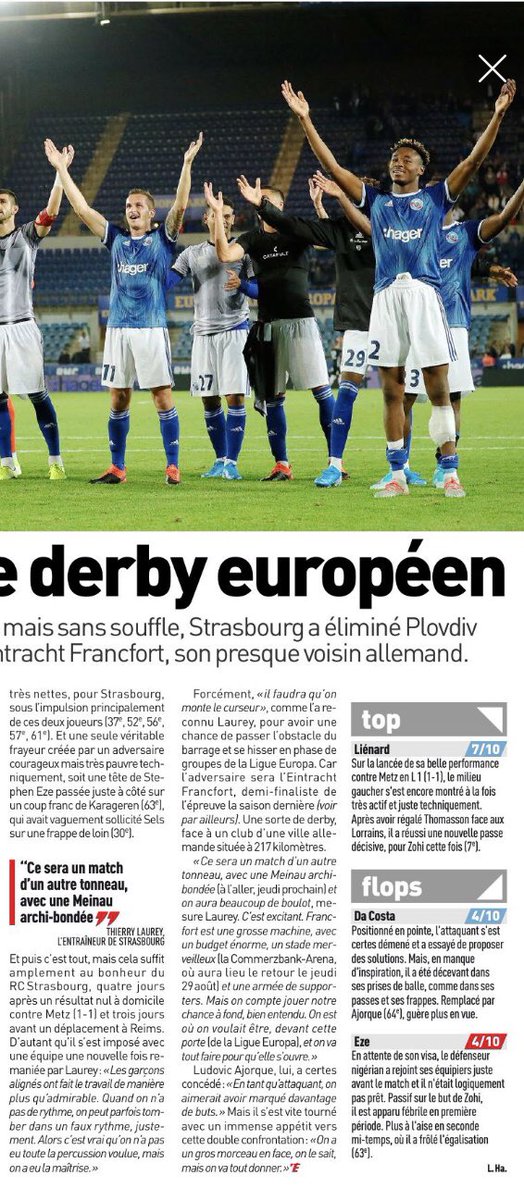 jeremy_RCS's tweet photo. [#EuropaLeague] Les notes de #RCSALP et félicitations à @KevinZohi pour son match ! #LiveRCS 🔵⚪️ https://t.co/PA2wuJYCuT