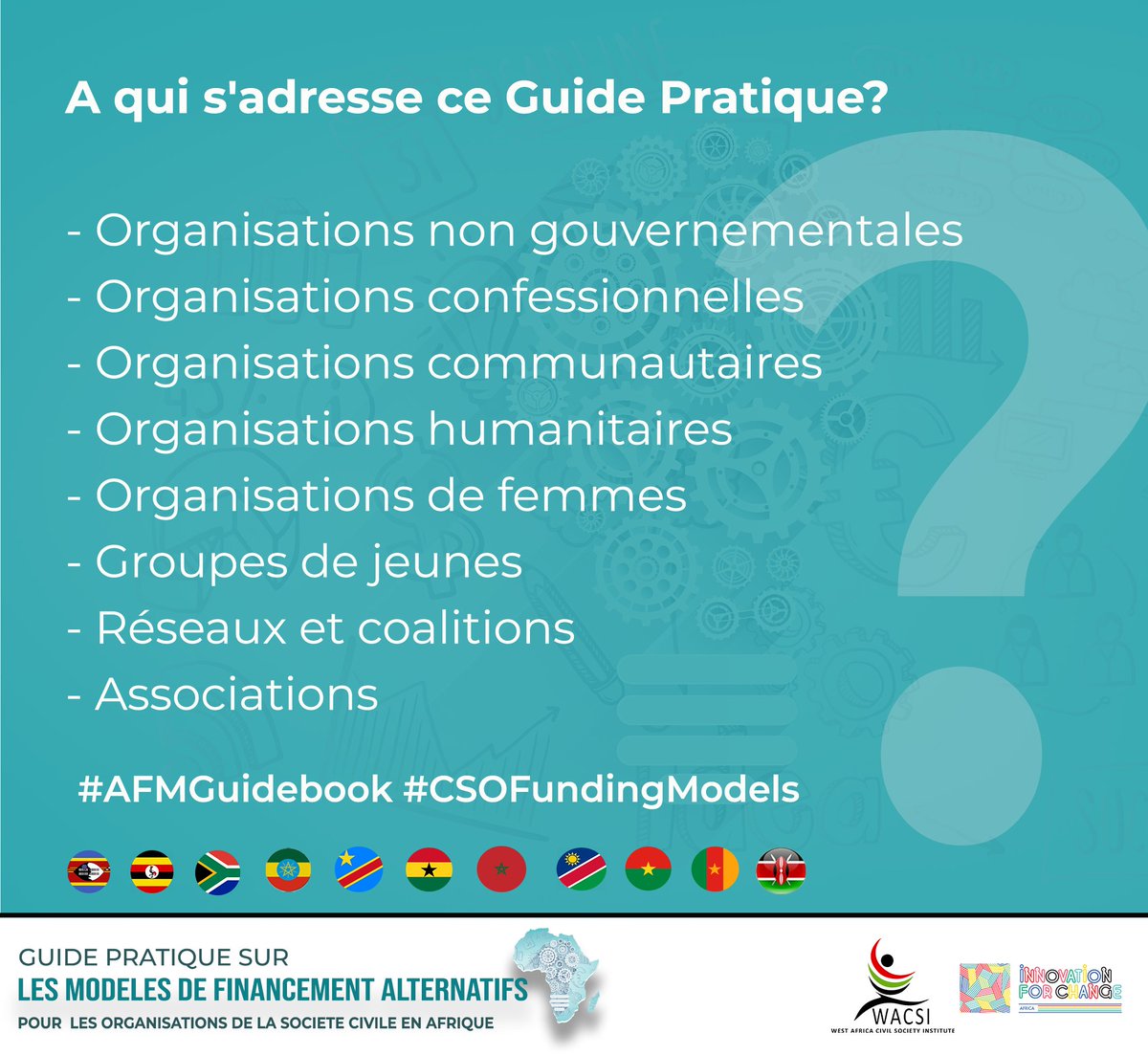 wacsi's tweet photo. The Alternative Funding Models GuideBook has been designed mainly for these key actors! Le Guide Pratique sur les Modeles de Financement Alternatifs a été développé principalement pour les acteurs suivants! #CSOFundingModels #AlternativeFundingAfrica #AFMGuidebook #Shiftthepower https://t.co/BsgWqeFw3h