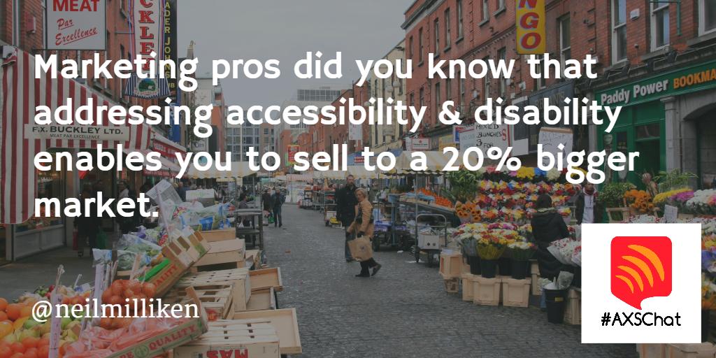 NeilMilliken's tweet image. Marketing pros did you know that addressing accessibility &amp;amp; disability enables you to sell to a 20% bigger market.