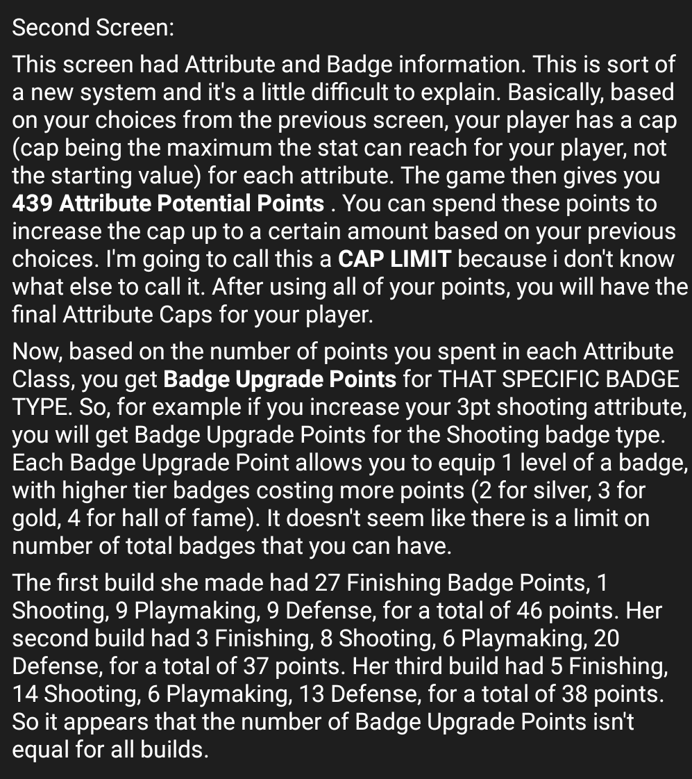 NBA2KLab's tweet photo. Breakdown of the MyPlayer builder system from @NBA2KonReddit user MrCrow28 who transcribed this from @PrettyLovesPink Livestream. 

Link to the thread

https://t.co/vcfuXWfeQT https://t.co/aAiDMNgCK8