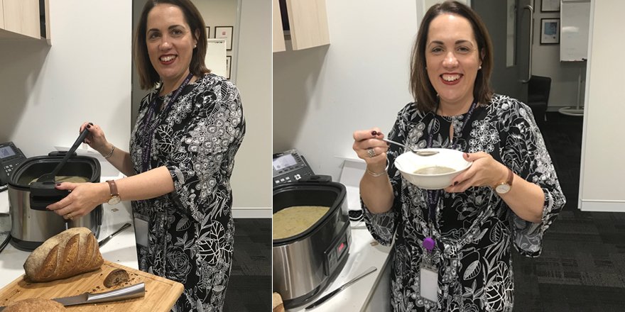 Purple_aus's tweet photo. When she's not leading our Stakeholder Engagement team, @charliewclark  is whipping up delicious creamy mushroom soup for CP Soup Club. Read more about our dedicated engagement team: https://t.co/TTQwiu12Bi #sociallicence #engagement #community https://t.co/kFDFw8sDFG